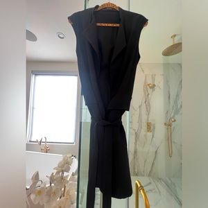 ZARA small long black belted vest